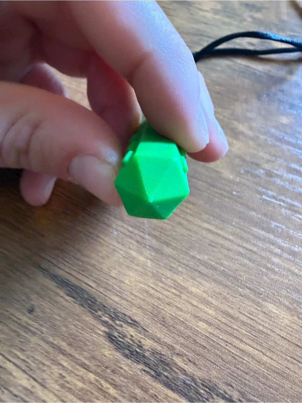 Bright Green Pendant kids chewing Necklace on Black Cord